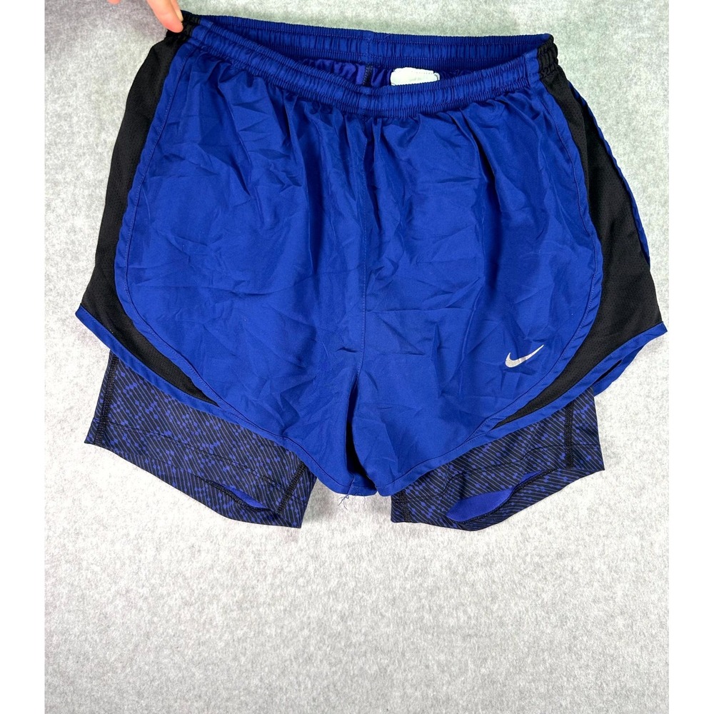 Nike Btterworld Swift Dri Fit 2 in 1 Running Shorts Womens S Blue Black Layers